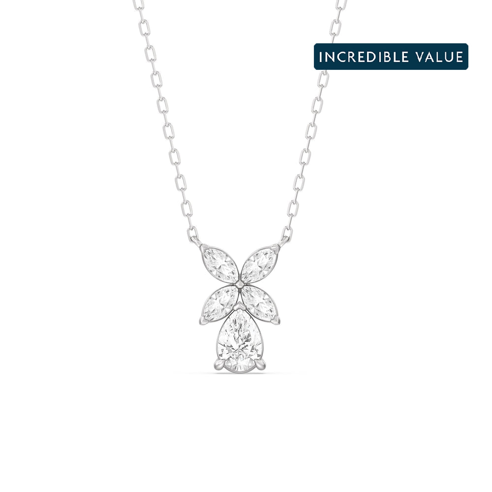Tulip Drop Necklace with 14KT White Gold / Lab / 1 Cut Diamond in 14KT White Gold / Lab / 1 view 1
