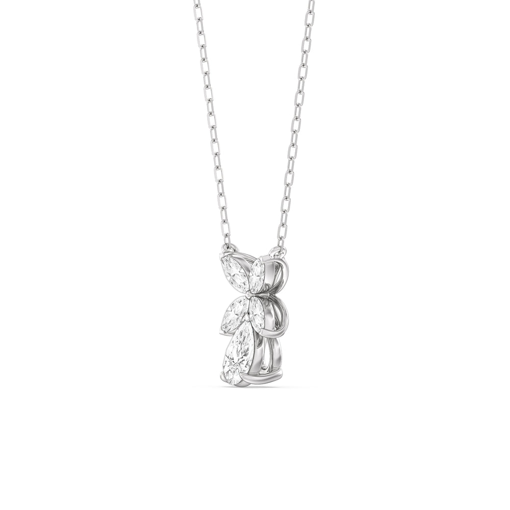 Tulip Drop Necklace with 14KT White Gold / Lab / 1 Cut Diamond in 14KT White Gold / Lab / 1 view 2
