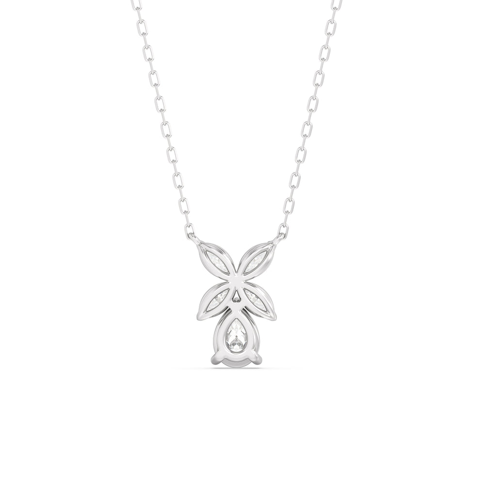 Tulip Drop Necklace with 14KT White Gold / Lab / 1 Cut Diamond in 14KT White Gold / Lab / 1 view 6
