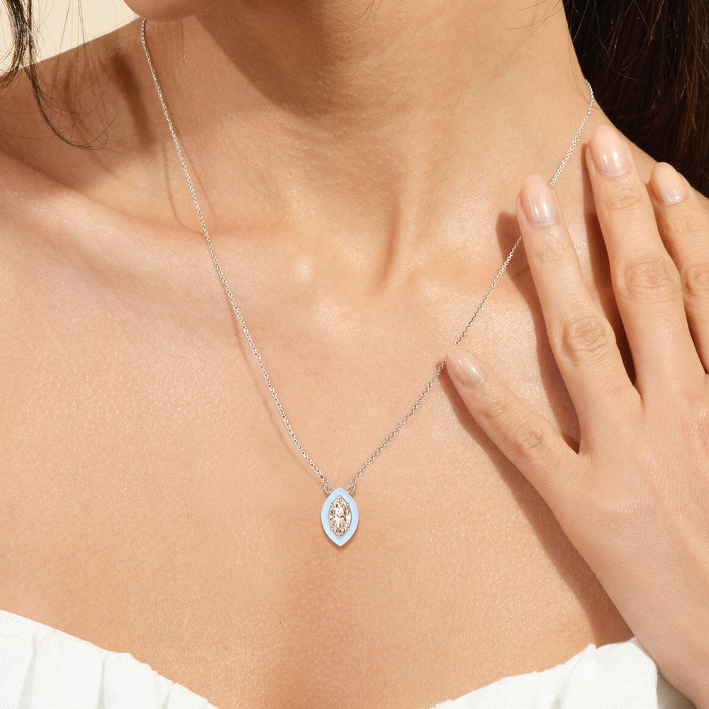 Model Wearing Classic Marquise Bezel Necklace in Ceramic view