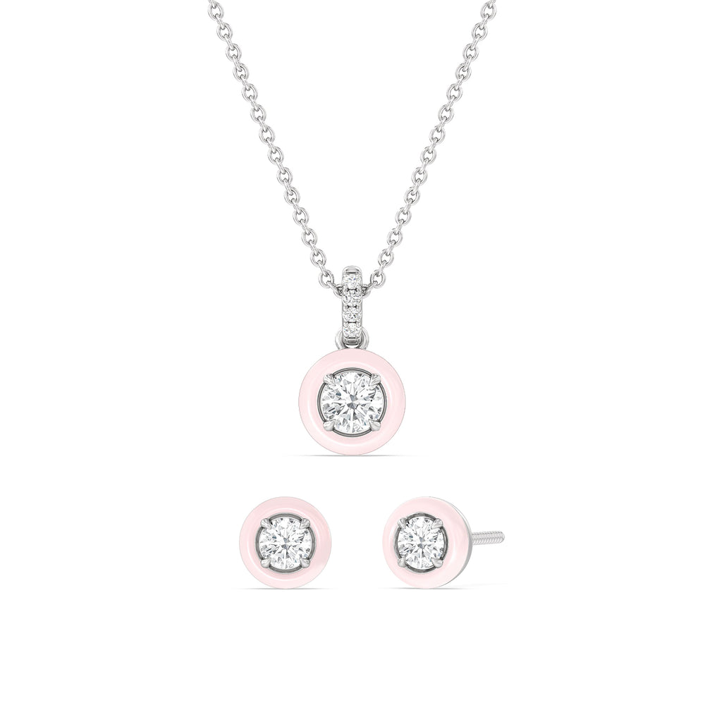 The Ceramic Set with Sterling Silver / Lilac Blush / 1 Cut Diamond in 14KT Sterling Silver / Lilac Blush / 1 view 1

