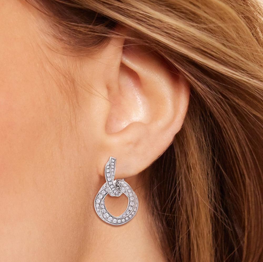 The Bond Double Link Earrings with Platinum / Lab / 2 1/2 Cut Diamond in 14KT Platinum / Lab / 2 1/2 view 4
