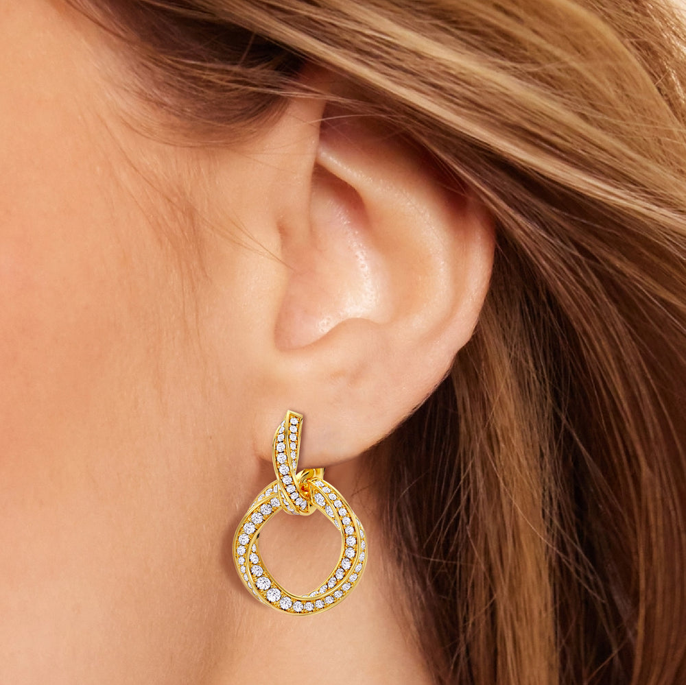The Bond Double Link Earrings with Platinum / Lab / 3 Cut Diamond in 14KT Platinum / Lab / 3 view 4
