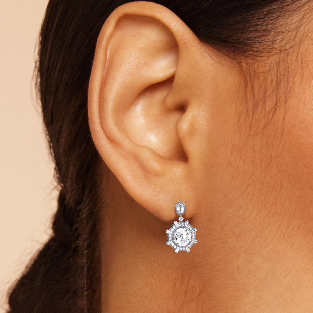 The Allison Earrings with 18KT Rose Gold / Lab / 4 9/10 Cut Diamond in 14KT Rose Gold / Lab / 4 9/10 view 3
