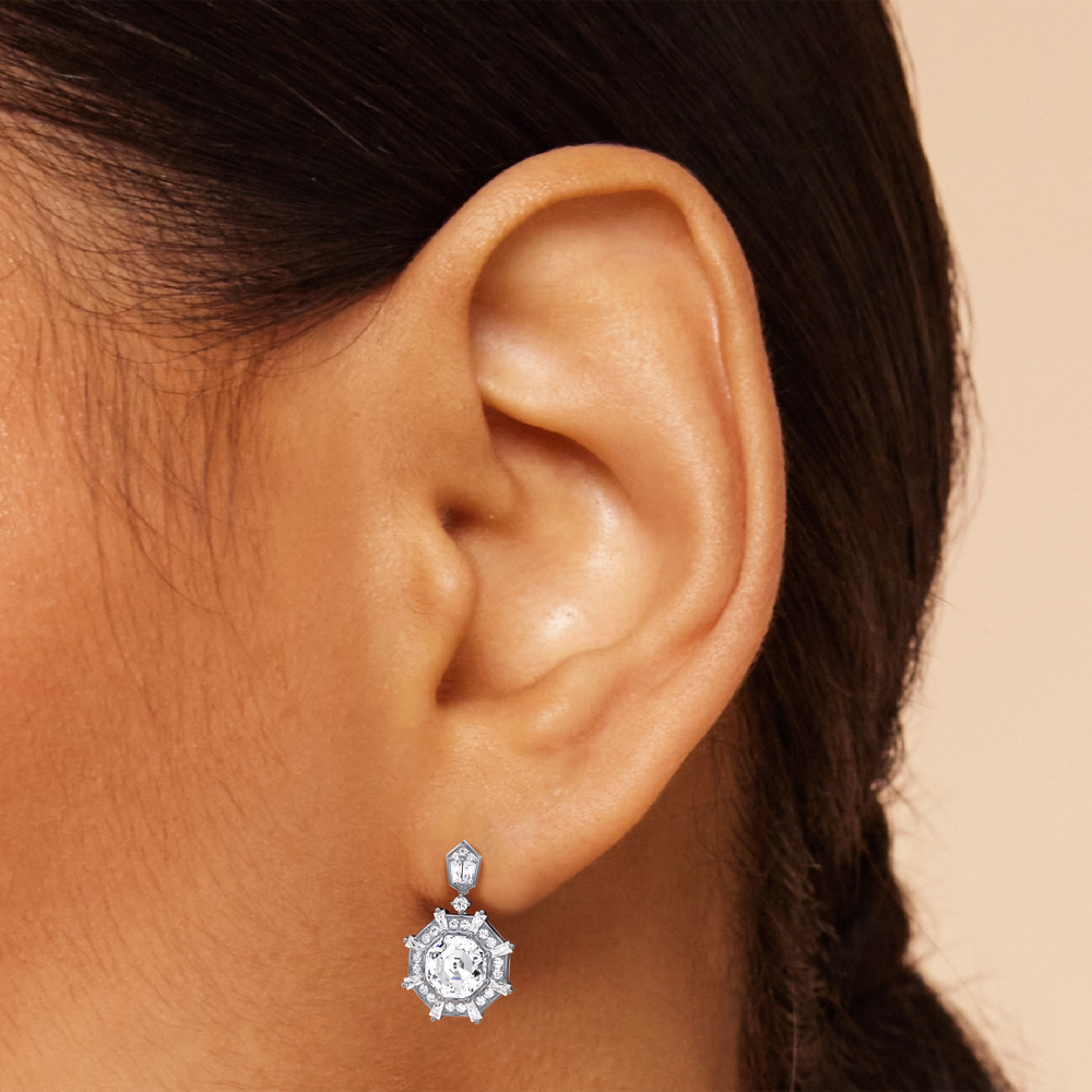 The Allison Earrings with 18KT Yellow Gold / Lab / 4 9/10 Cut Diamond in 14KT Yellow Gold / Lab / 4 9/10 view 4
