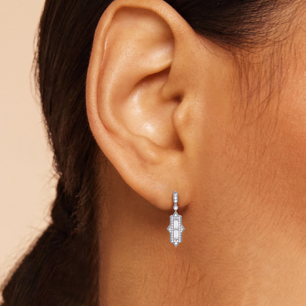 The Delano Earrings with 18KT White Gold / Lab / 2 1/3 Cut Diamond in 14KT White Gold / Lab / 2 1/3 view 3
