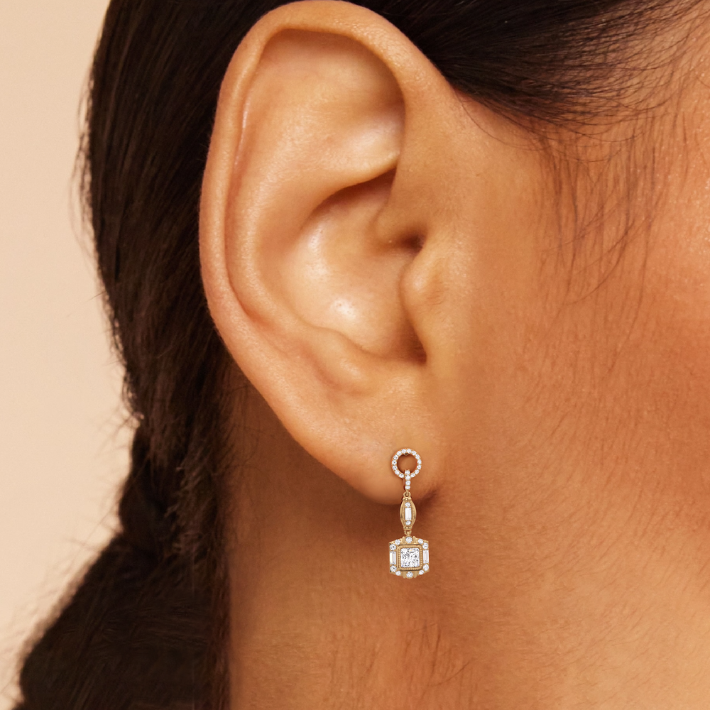 The Napier Earrings with 18KT Yellow Gold / Lab / 4 Cut Diamond in 14KT Yellow Gold / Lab / 4 view 3
