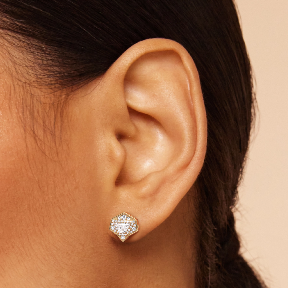 The Dorchester Earrings with 18KT White Gold / Lab / 1 3/8 Cut Diamond in 14KT White Gold / Lab / 1 3/8 view 4
