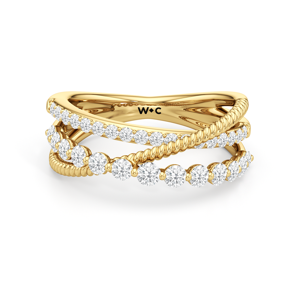 Triple Hoop Diamond Ring with 14KT Yellow Gold / Lab / 3/4 Cut Diamond in 14KT Yellow Gold / Lab / 3/4 view 1
