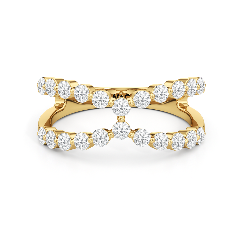Chevron Kiss Diamond Ring with 14KT Yellow Gold / Lab / 3/4 Cut Diamond in 14KT Yellow Gold / Lab / 3/4 view 1

