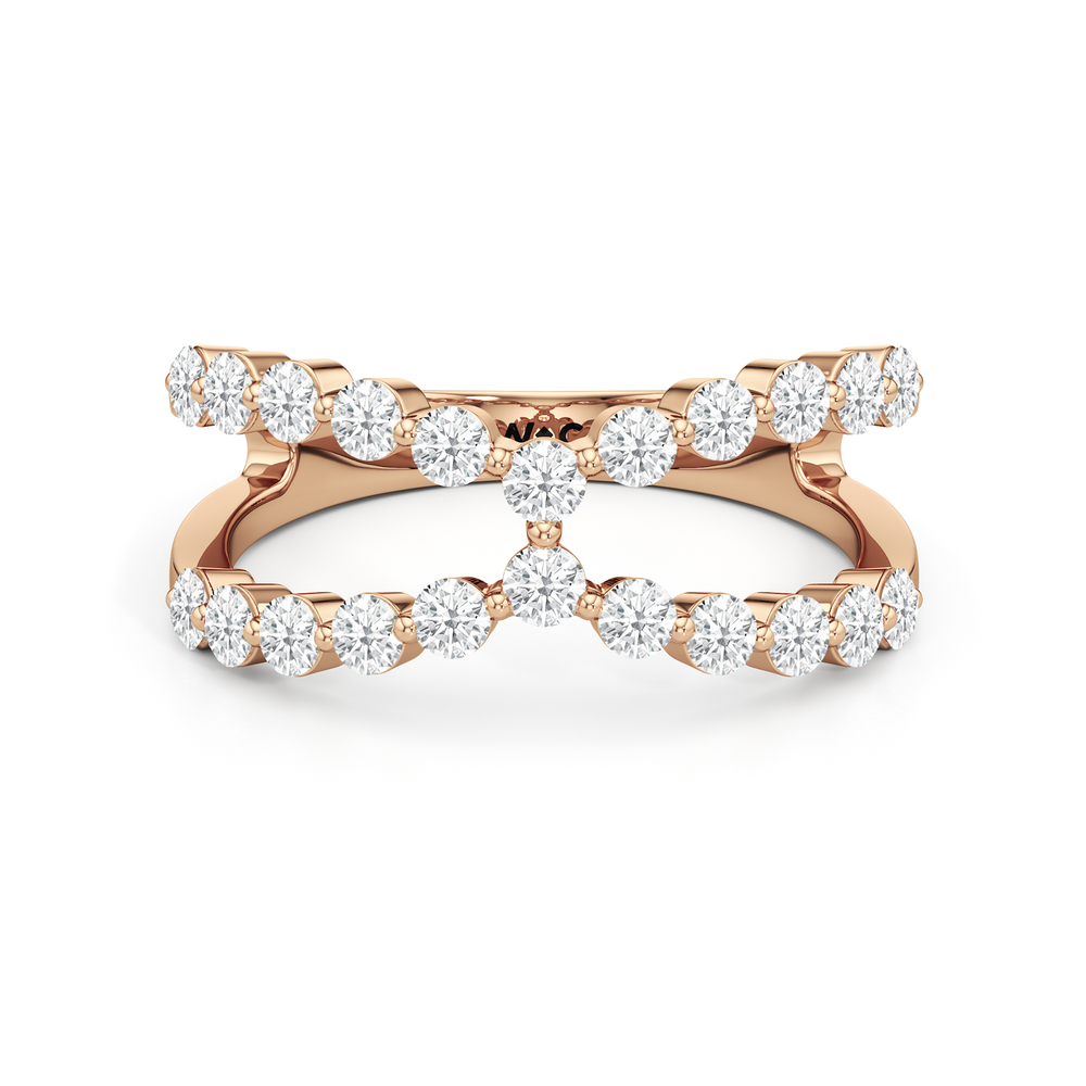 Chevron Kiss Diamond Ring with 14KT Rose Gold / Lab / 3/4 Cut Diamond in 14KT Rose Gold / Lab / 3/4 view 1
