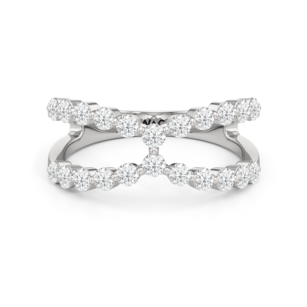 Chevron Kiss Diamond Ring with 14KT White Gold / Lab / 3/4 Cut Diamond in 14KT White Gold / Lab / 3/4 view 1

