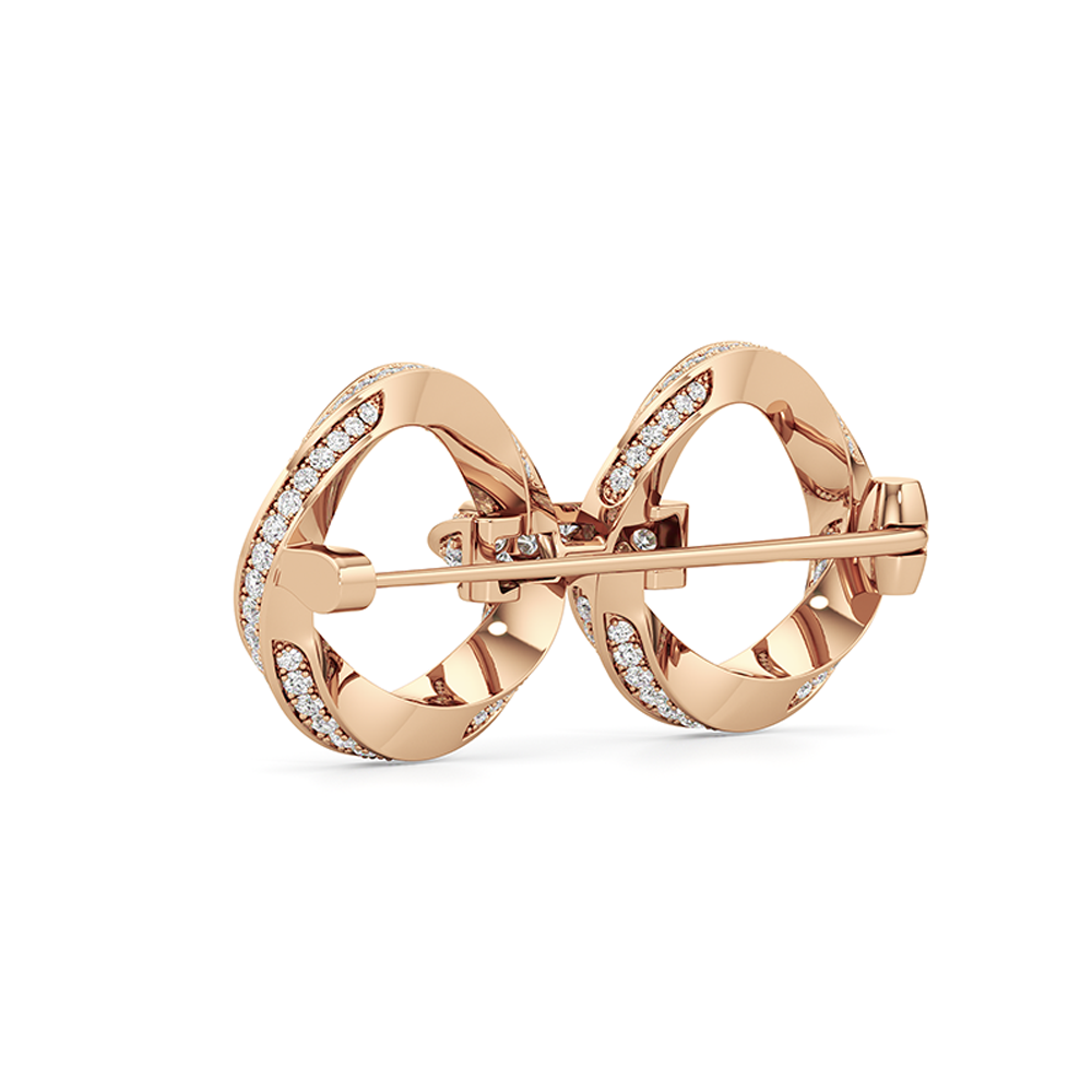The Bond Link Brooch with 18KT Rose Gold / Lab / 3 Cut Diamond in 14KT Rose Gold / Lab / 3 view 4
