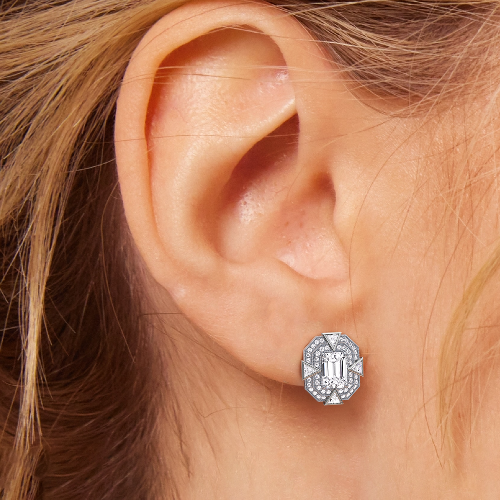 The Empire Earrings with 18KT White & Yellow Gold / Lab / 5 1/2 Cut Diamond in 14KT White & Yellow Gold / Lab / 5 1/2 view 3
