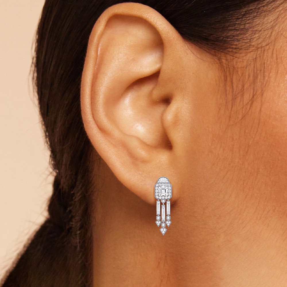 The Bacardi Earrings with 18KT Yellow Gold / Lab / 7 3/8 Cut Diamond in 14KT Yellow Gold / Lab / 7 3/8 view 3
