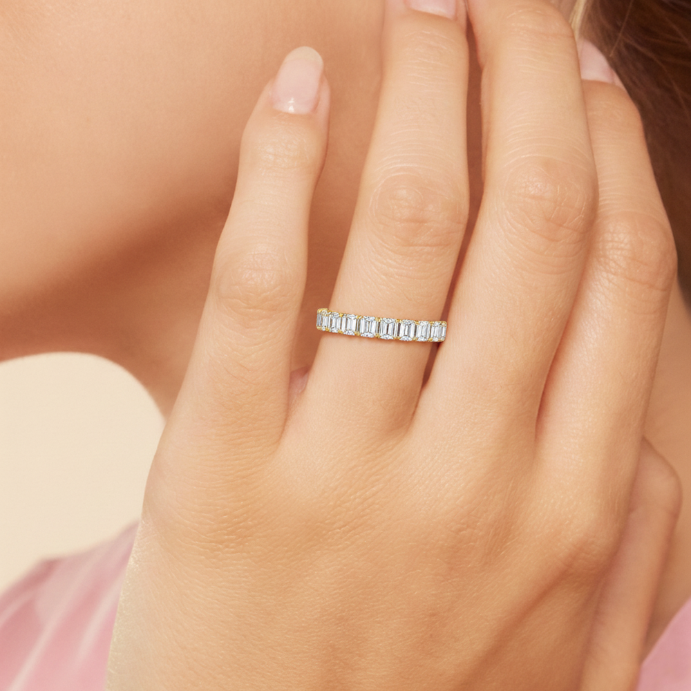Equinox Half & Half Eternity Band (E+ VS+) with Platinum / Lab / 3 Cut Diamond in 14KT Platinum / Lab / 3 view 2
