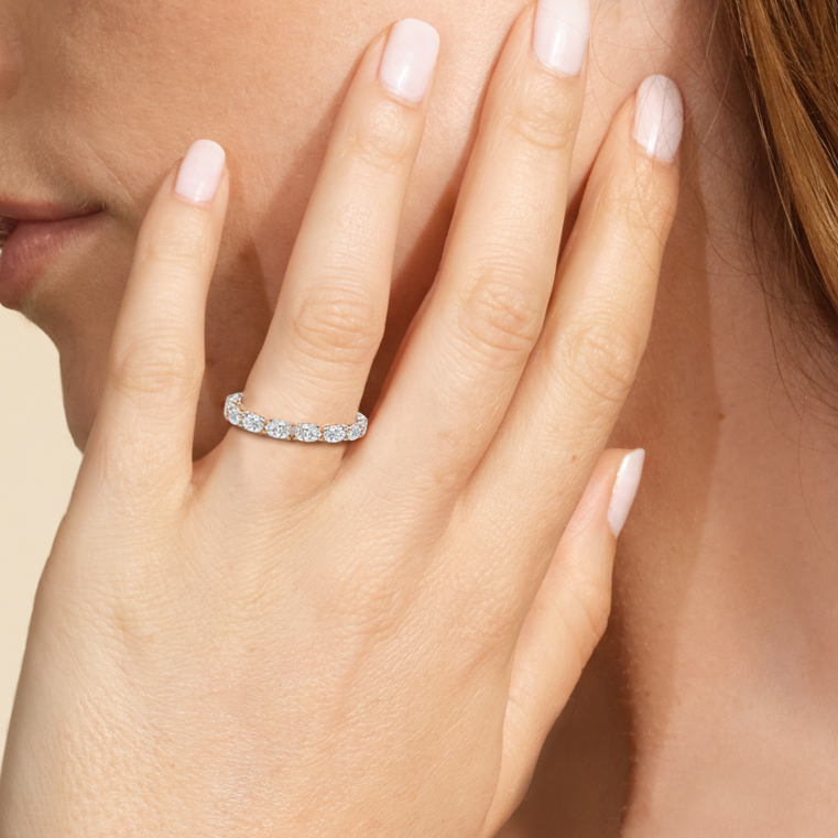 Equinox Half & Half Eternity Band (F/G SI+) with 18KT Yellow Gold / Lab / 4 Cut Diamond in 14KT Yellow Gold / Lab / 4 view 3
