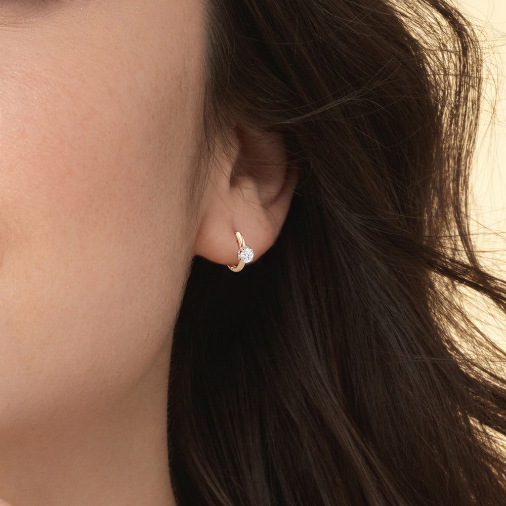 The Chrysler Huggies with 18KT Yellow Gold / Lab / 1 Cut Diamond in 14KT Yellow Gold / Lab / 1 view 4

