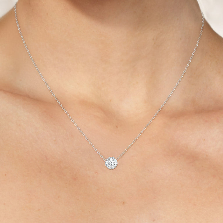 The Chrysler Necklace with 18KT White Gold / Lab / 1 1/10 Cut Diamond in 14KT White Gold / Lab / 1 1/10 view 3
