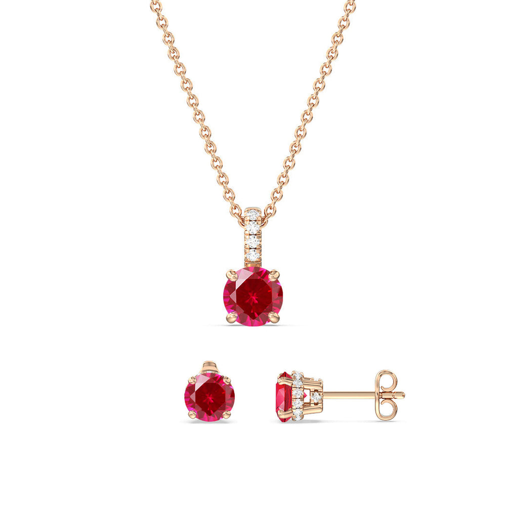 The Classic Gemstone Set with 14KT Rose Gold / 3/8 / Lab Diamond Cut Diamond in 14KT Rose Gold / 3/8 / Lab Diamond view 1
