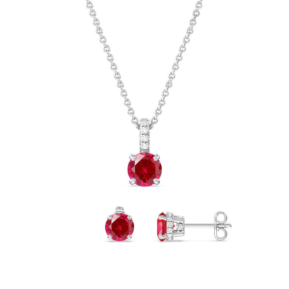 The Classic Gemstone Set with 14KT White Gold / 3/8 / Lab Diamond Cut Diamond in 14KT White Gold / 3/8 / Lab Diamond view 1

