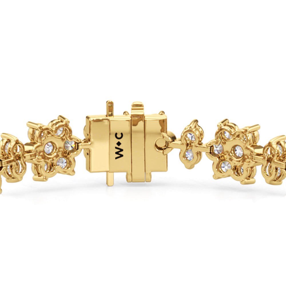 Cherry Blossom Bracelet with Lab Cut Diamond in 14KT Yellow Gold view 6
