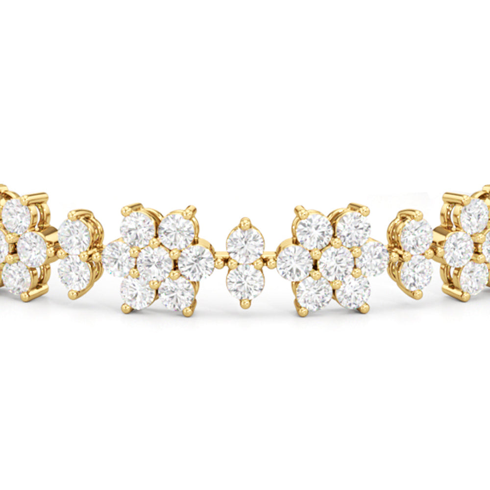 Cherry Blossom Bracelet with Lab Cut Diamond in 14KT Yellow Gold view 5
