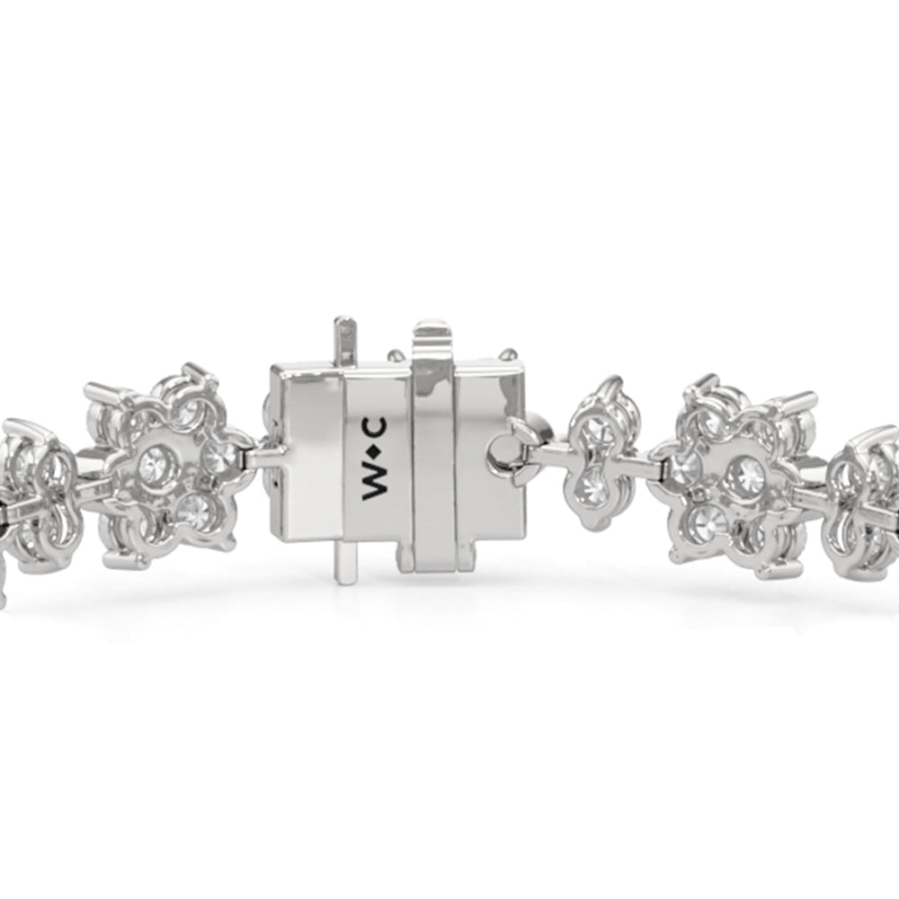 Cherry Blossom Bracelet with Lab Cut Diamond in 14KT White Gold view 6
