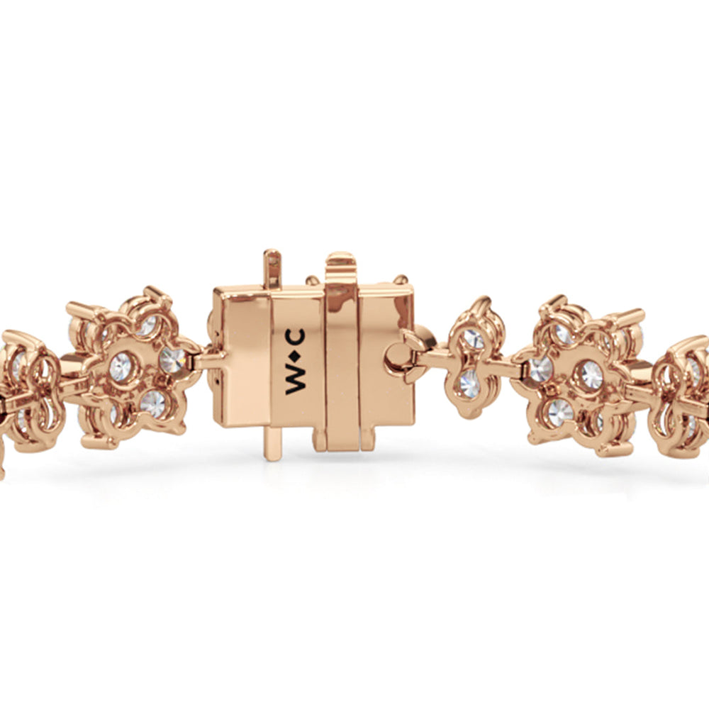Cherry Blossom Bracelet with Lab Cut Diamond in 14KT Rose Gold view 6
