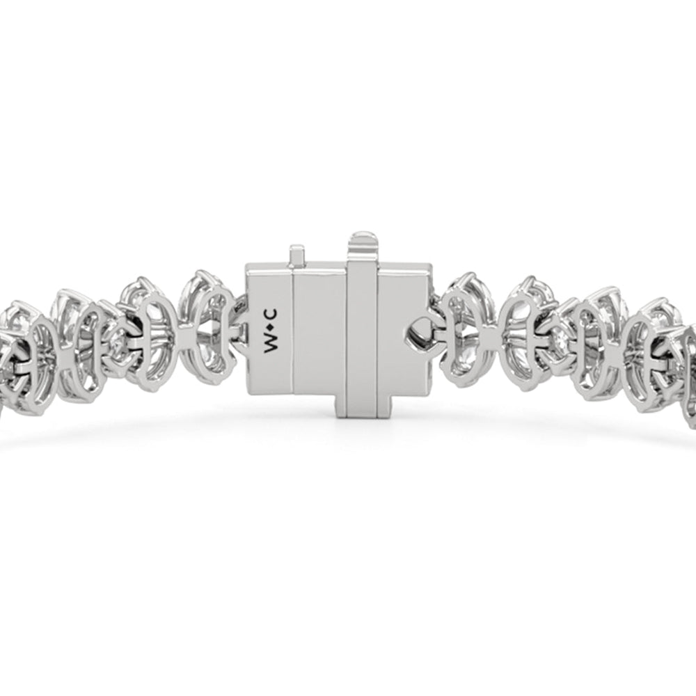 Clover Bracelet with Lab Cut Diamond in 14KT White Gold view 6
