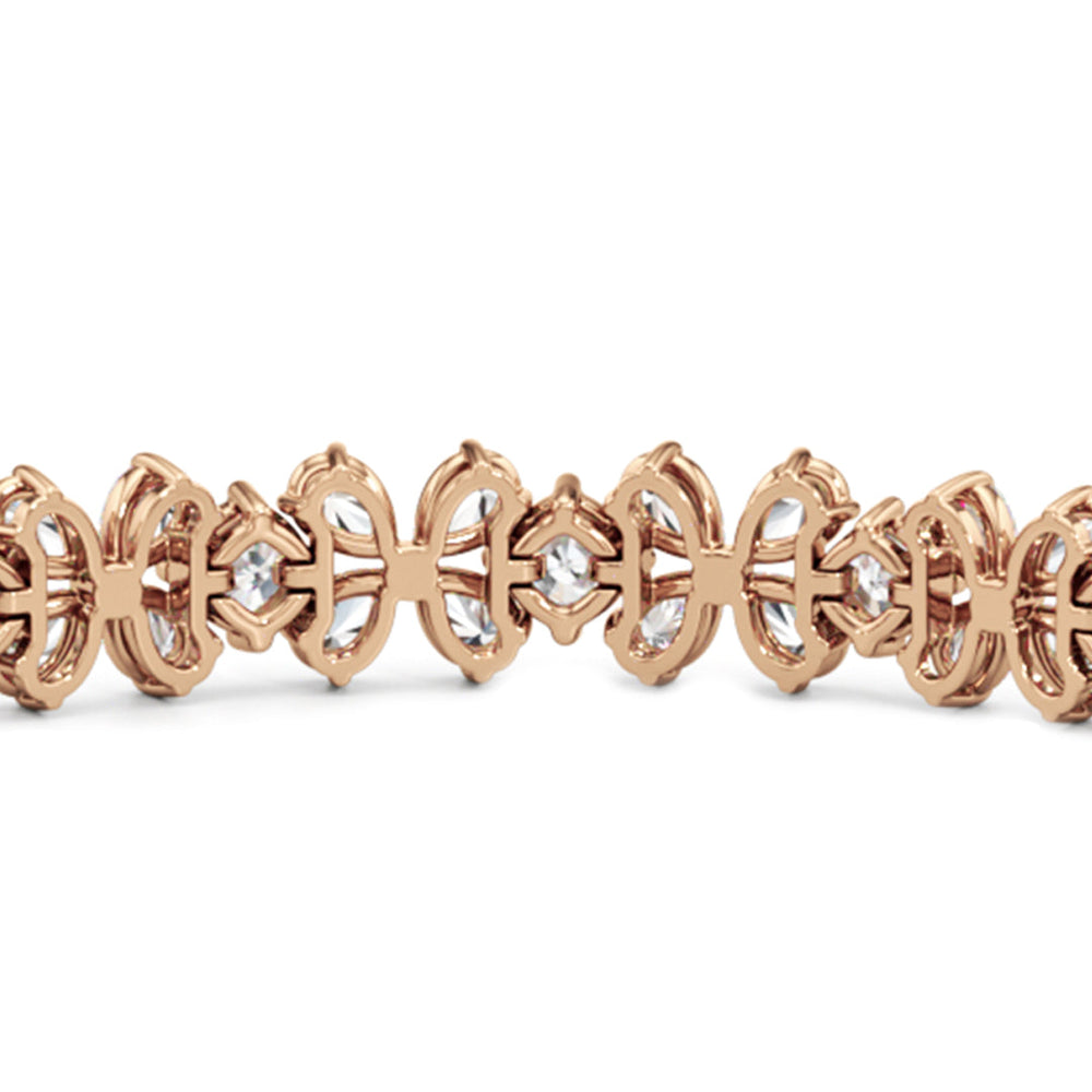 Clover Bracelet with Lab Cut Diamond in 14KT Rose Gold view 7
