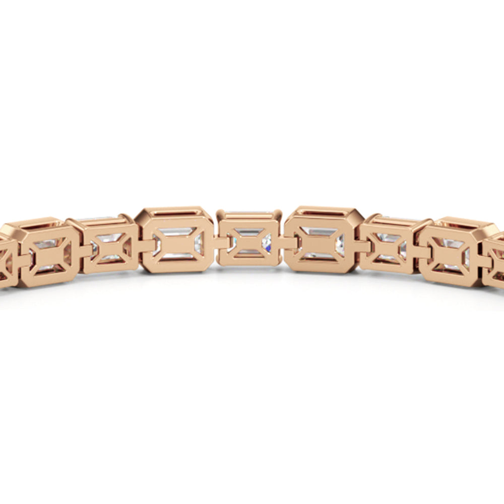 Bezeled Emerald Alternating Tennis Bracelet with 15 1/2 Cut Diamond in 14KT Rose Gold view 8
