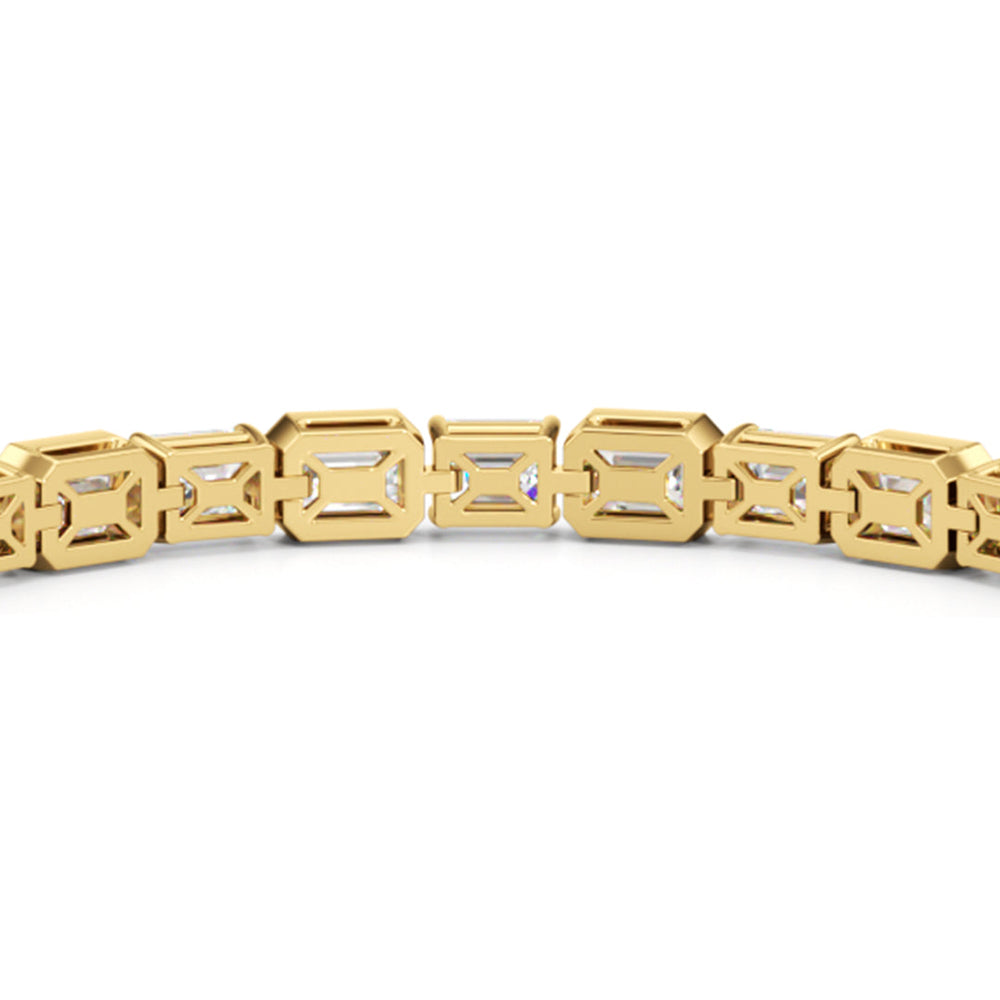 Bezeled Emerald Alternating Tennis Bracelet with 15 1/2 Cut Diamond in 14KT Yellow Gold view 8
