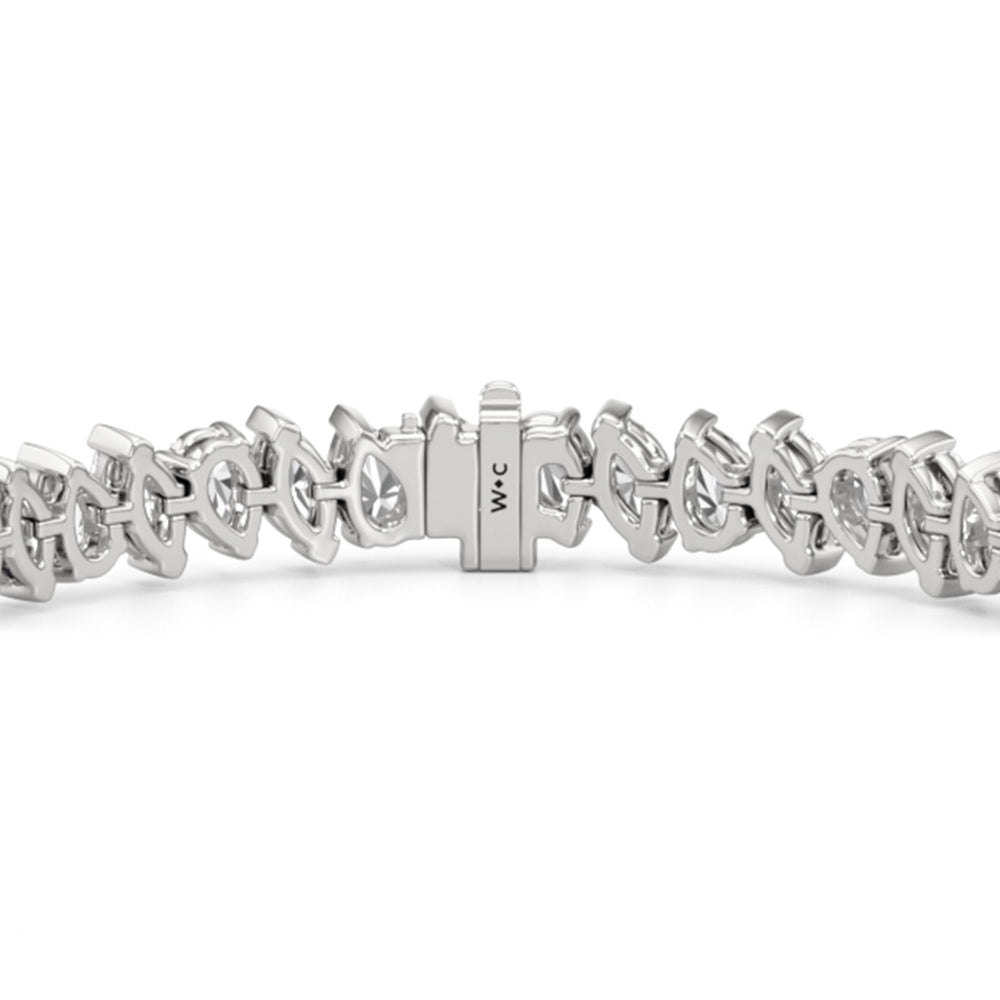 Marquise and Pear Tennis Bracelet with Lab Cut Diamond in 14KT White Gold view 7
