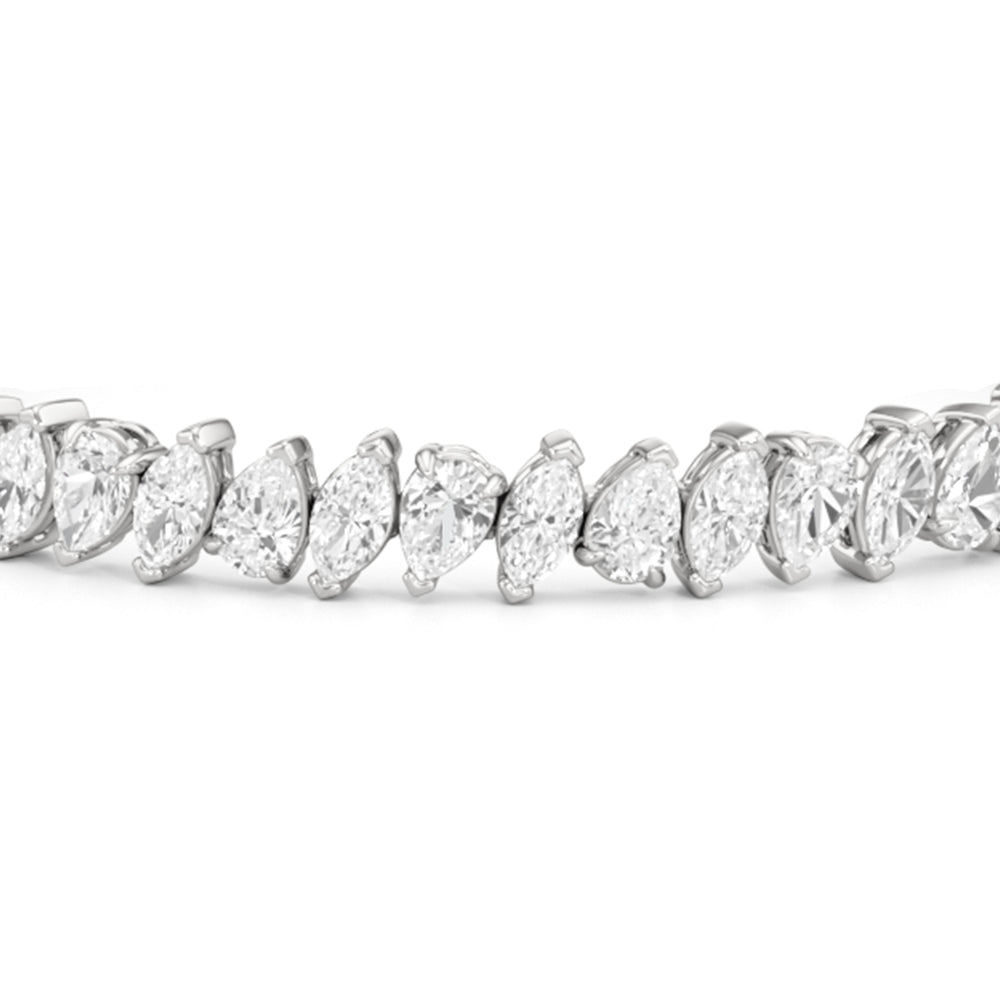 Marquise and Pear Tennis Bracelet with Lab Cut Diamond in 14KT White Gold view 6
