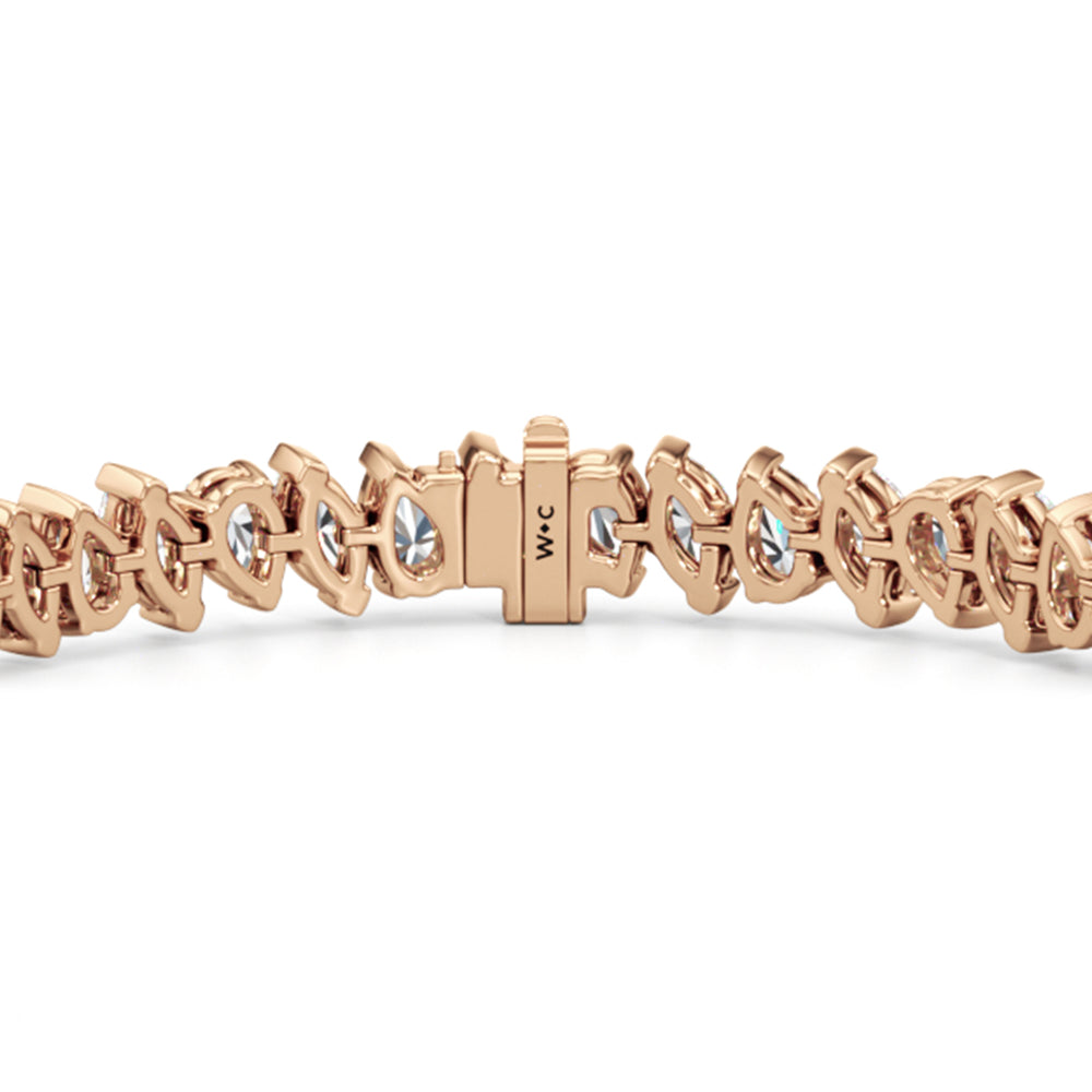 Marquise and Pear Tennis Bracelet with Lab Cut Diamond in 14KT Rose Gold view 7
