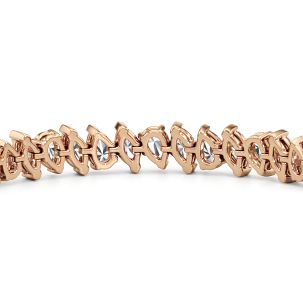 Marquise and Pear Tennis Bracelet with Lab Cut Diamond in 14KT Rose Gold view 8
