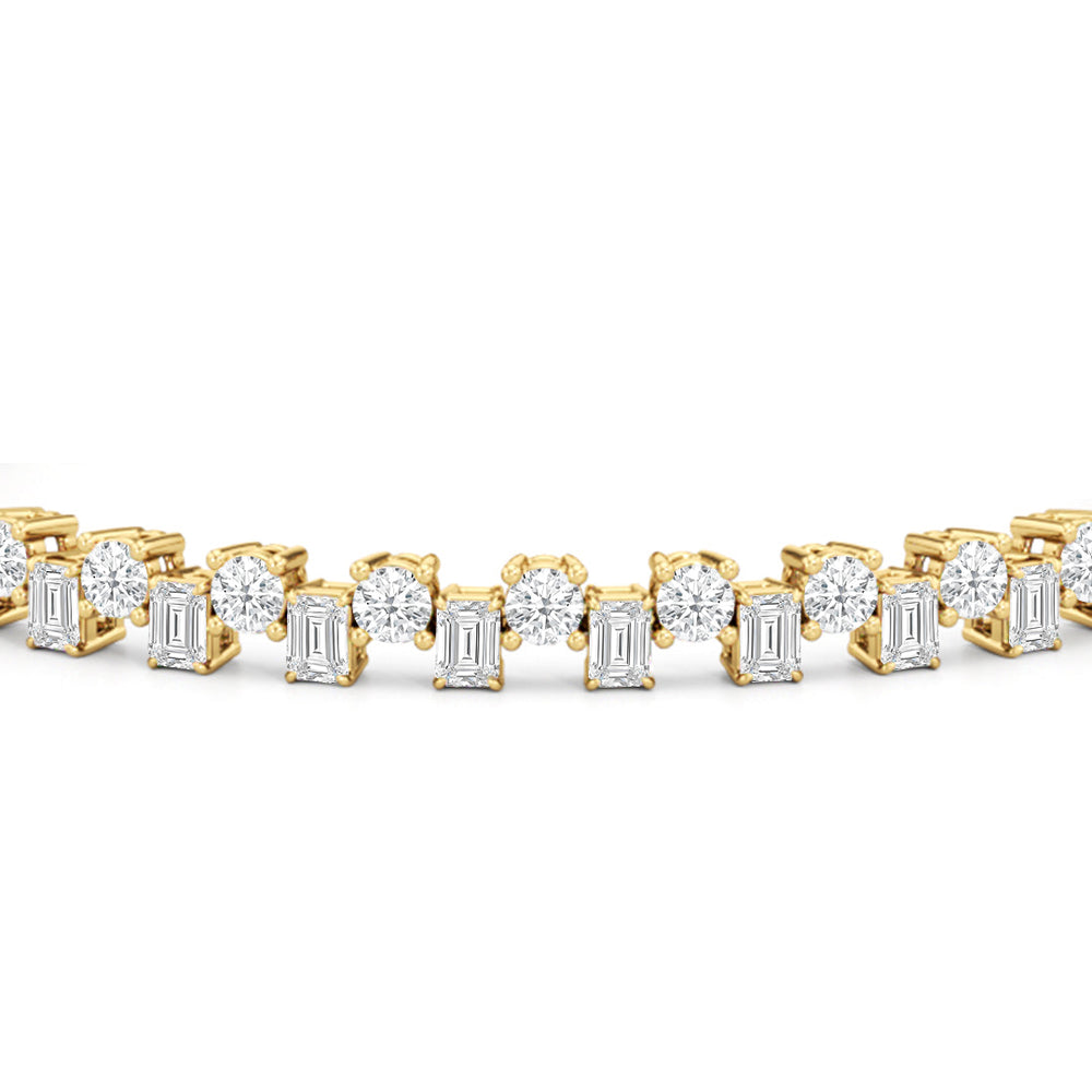 Staggered Tennis Bracelet with Lab Cut Diamond in 14KT Yellow Gold view 6
