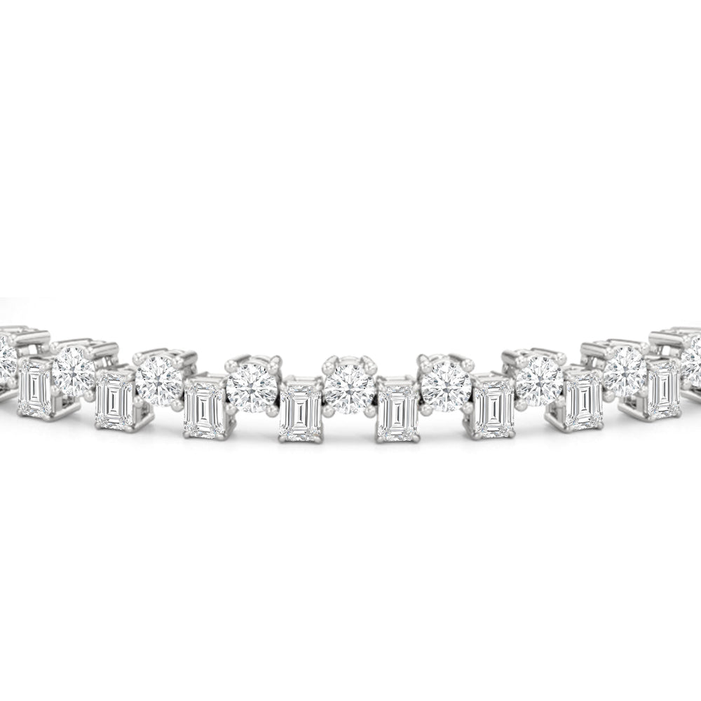 Staggered Tennis Bracelet with Lab Cut Diamond in 14KT White Gold view 6
