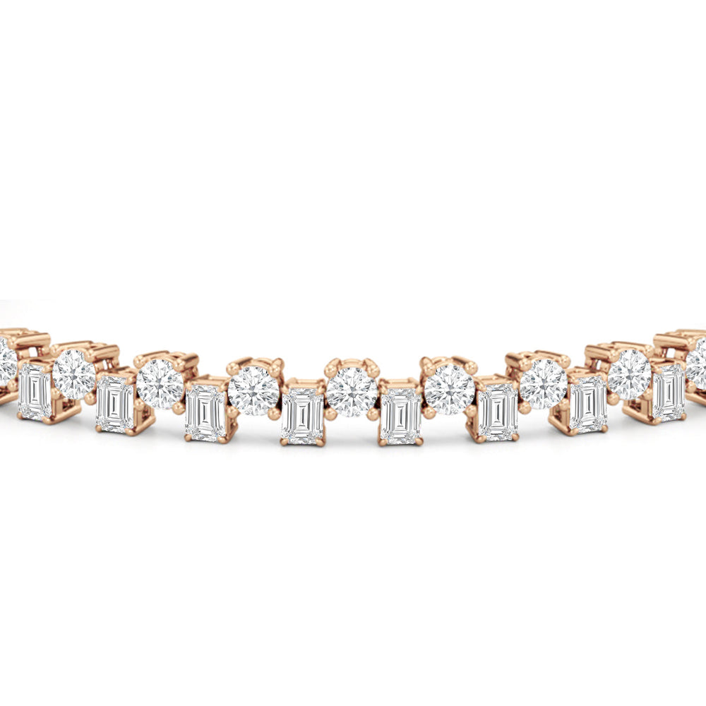 Staggered Tennis Bracelet with Lab Cut Diamond in 14KT Rose Gold view 6
