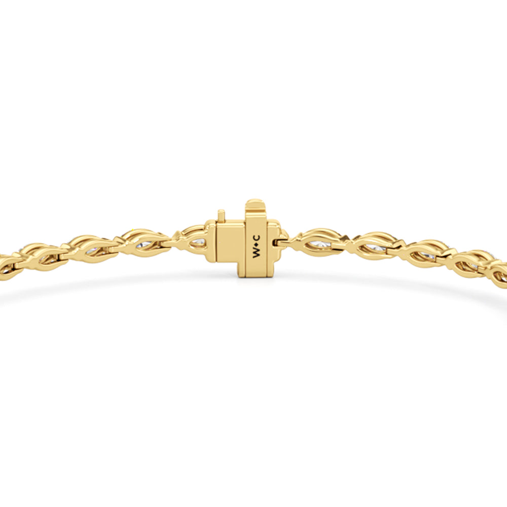 Pear with Trailing Marquise Tennis Bracelet with Lab Cut Diamond in 14KT Yellow Gold view 7
