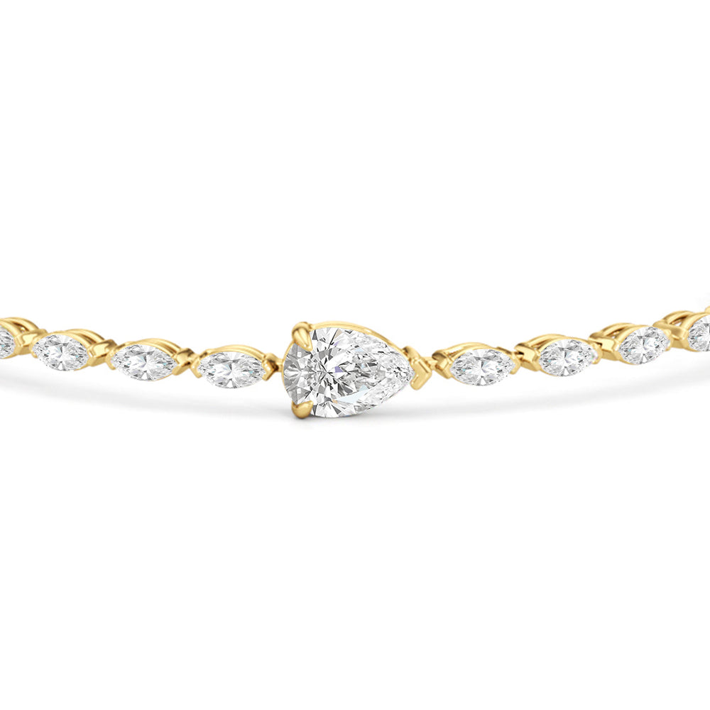 Pear with Trailing Marquise Tennis Bracelet with Lab Cut Diamond in 14KT Yellow Gold view 6
