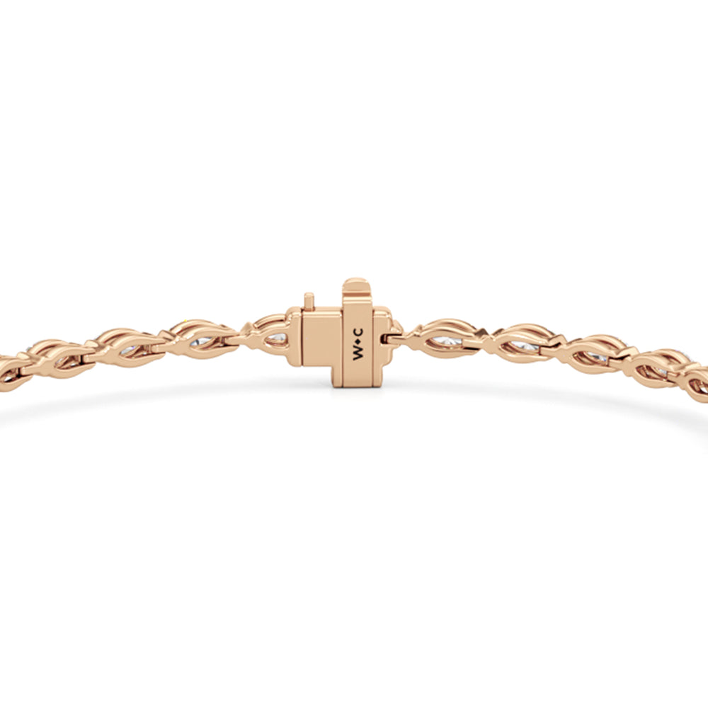 Pear with Trailing Marquise Tennis Bracelet with Lab Cut Diamond in 14KT Rose Gold view 7
