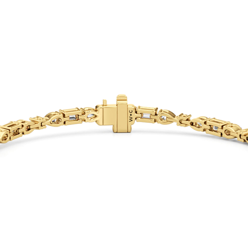 Pear, Emerald and Oval Linear Tennis Bracelet with Lab Cut Diamond in 14KT Yellow Gold view 7

