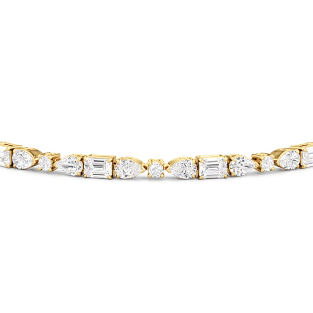 Pear, Emerald and Oval Linear Tennis Bracelet with Lab Cut Diamond in 14KT Yellow Gold view 6
