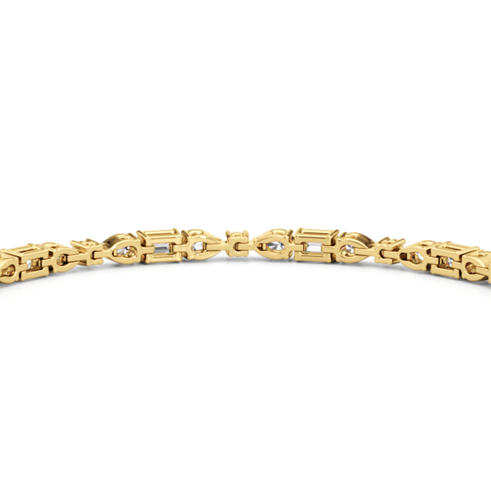 Pear, Emerald and Oval Linear Tennis Bracelet with Lab Cut Diamond in 14KT Yellow Gold view 8
