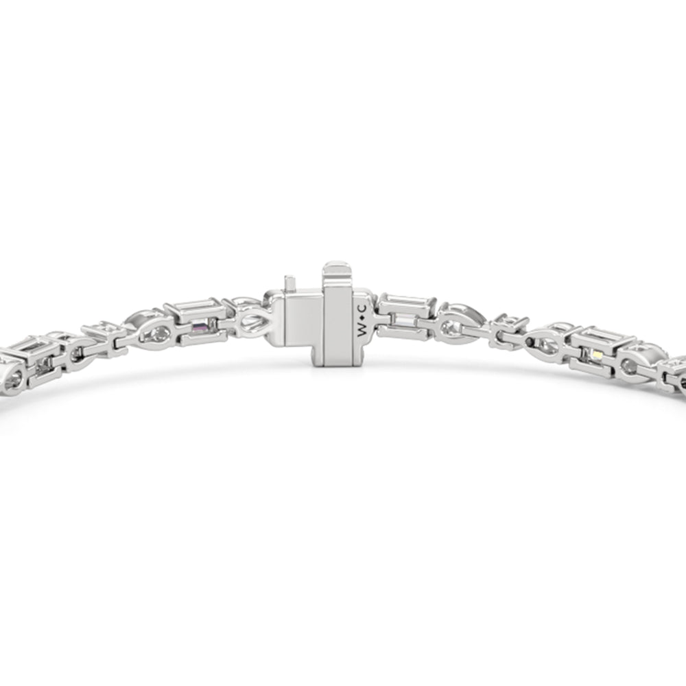 Pear, Emerald and Oval Linear Tennis Bracelet with Lab Cut Diamond in 14KT White Gold view 7
