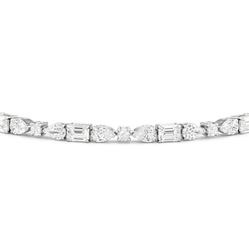 Pear, Emerald and Oval Linear Tennis Bracelet with Lab Cut Diamond in 14KT White Gold view 6
