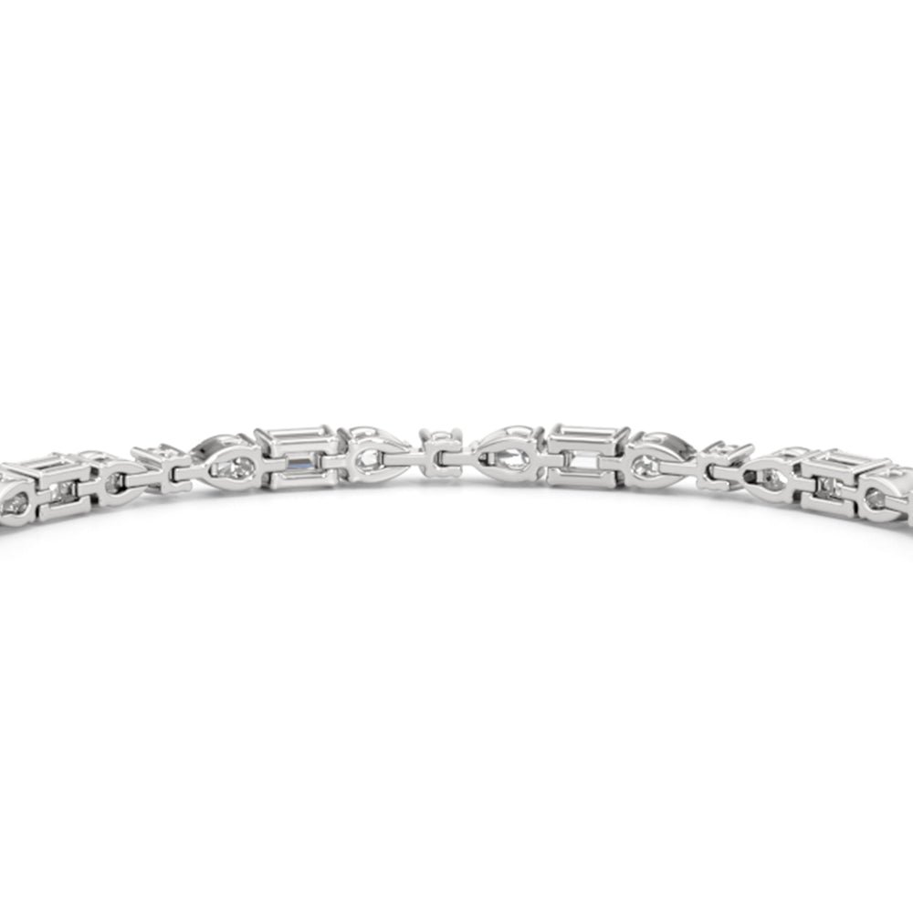 Pear, Emerald and Oval Linear Tennis Bracelet with Lab Cut Diamond in 14KT White Gold view 8
