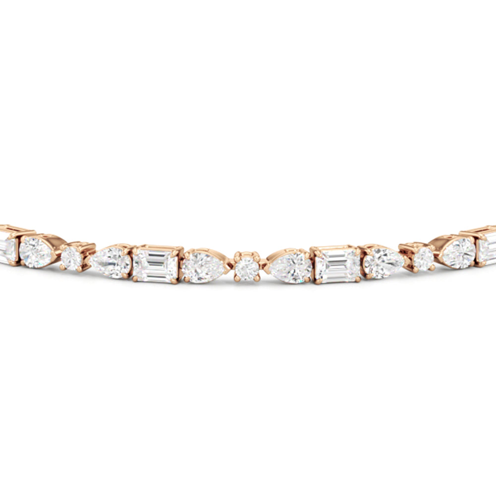 Pear, Emerald and Oval Linear Tennis Bracelet with Lab Cut Diamond in 14KT Rose Gold view 6
